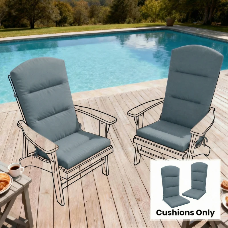 Outsunny Patio Chair Cushion for Adirondack Chairs Replacement Cushion with Back and Ties, Dark Grey