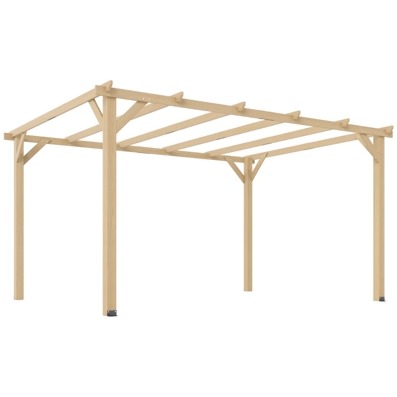 Outsunny 10' x 13' Wooden Pergola, Outdoor Pergola Gazebo Grape Trellis with Triangle Supports, Concrete Anchors, Nature Wood