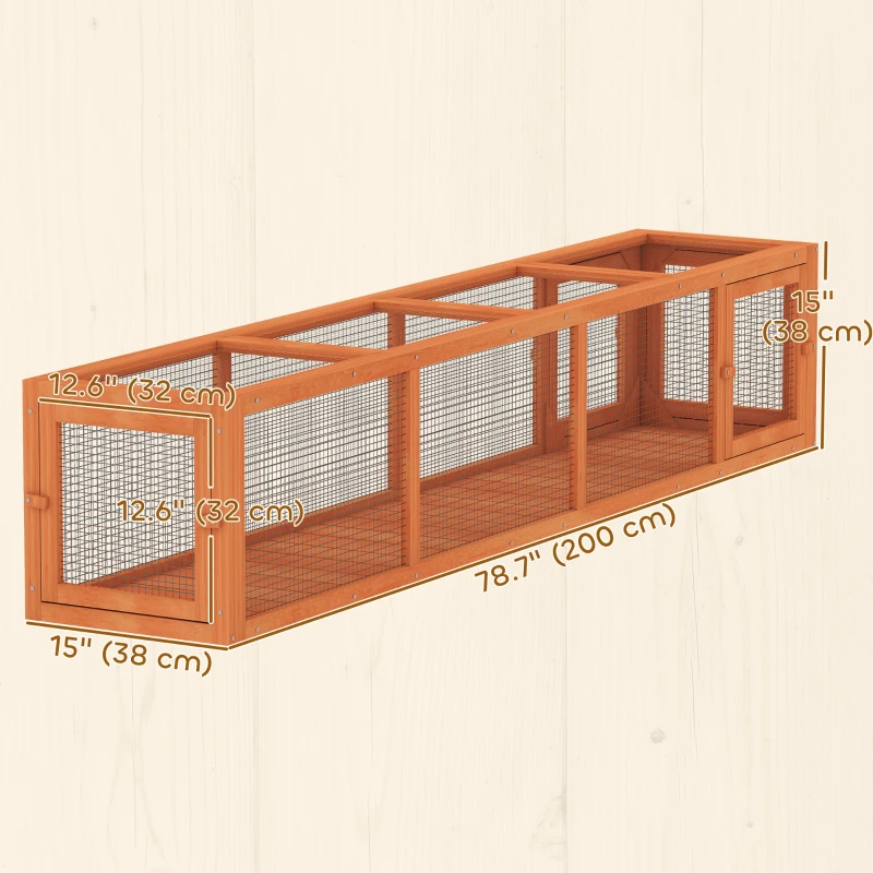 PawHut 79" Long Cat Tunnel, Cat shelter L- Shape with Extendable Design, Cat Enclosure for Indoor/Outdoor Use, Orange