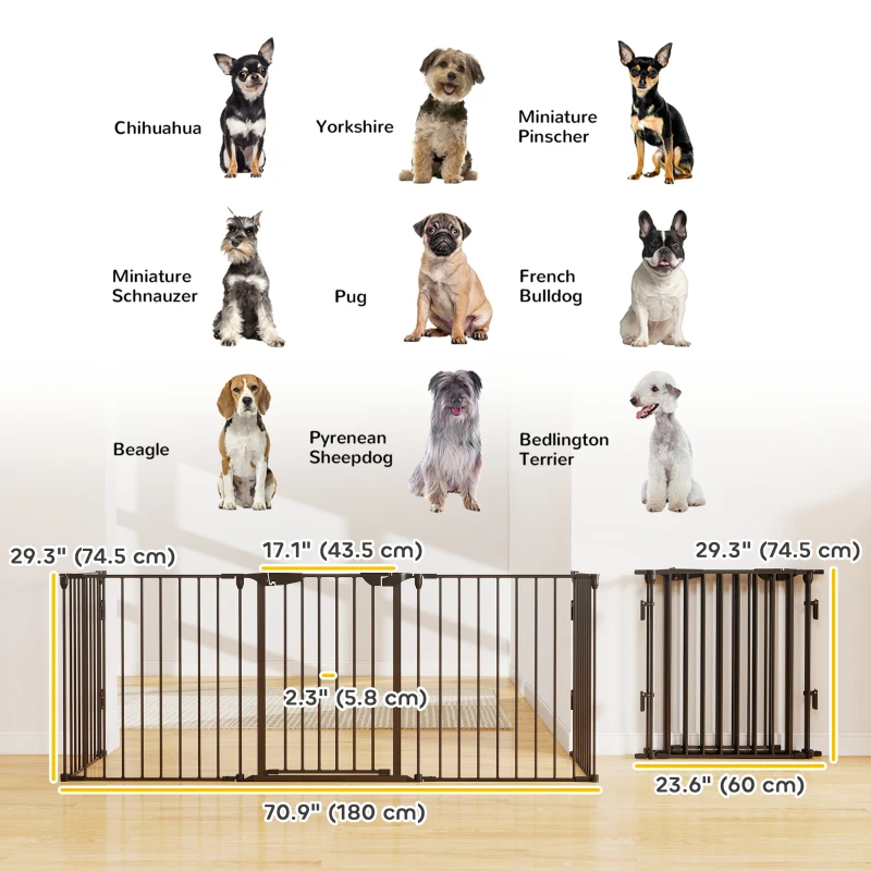 PawHut Foldable Dog Playpen Indoor for Small Medium Dogs with Door, for Stairway, Doorway, Hallway, Black