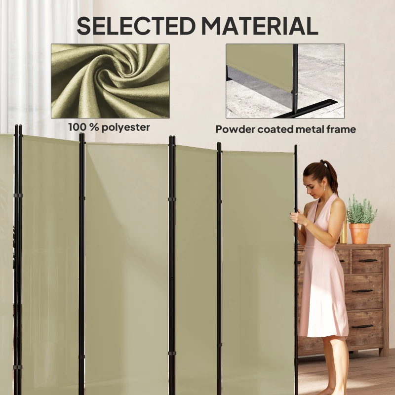 HOMCOM 6 Panel Room Divider, 6 Ft Folding Privacy Screen, Portable Freestanding Partition Wall Divider, Beige