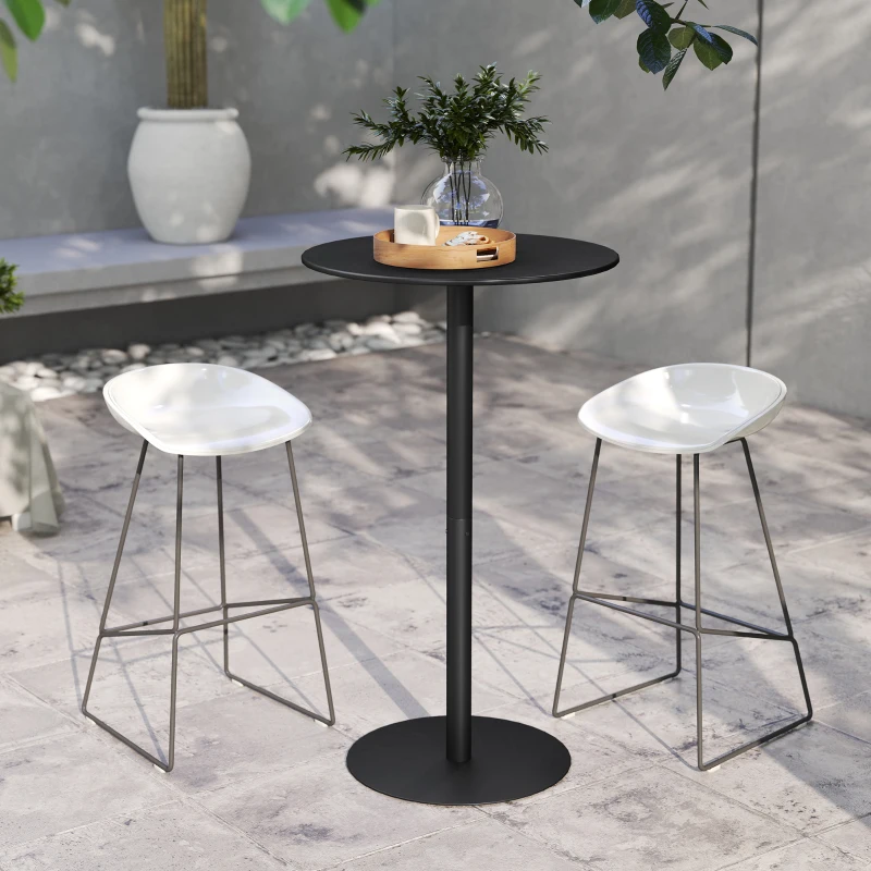 HOMCOM Round Bar Table for 2, Modern Pub Table with Steel Frame, Easy Assembly for Small Space Home Bar Cocktail Bistro, Black