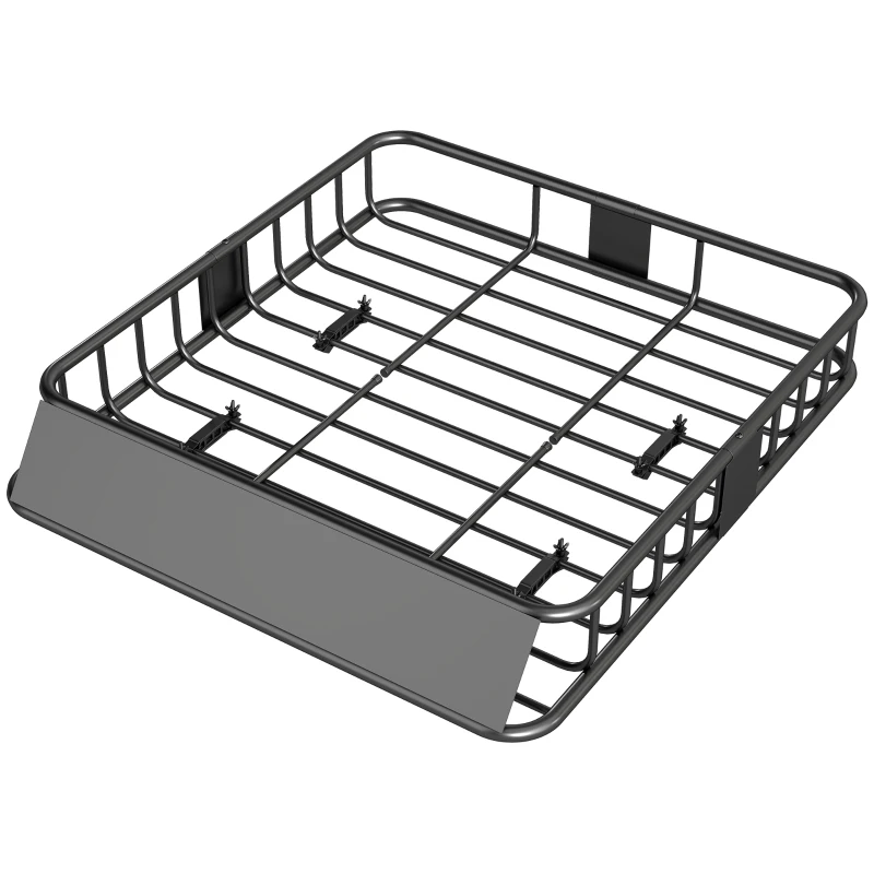 HOMCOM Universal Roof Rack Basket, 200lbs Steel Roof Rack Cargo Carrier with Wind Fairing, Side Rails, 43.5"x39.2"x7.3", Black