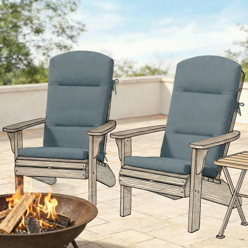 Outsunny Patio Chair Cushion for Adirondack Chairs Replacement Cushion with Back and Ties, Dark Grey