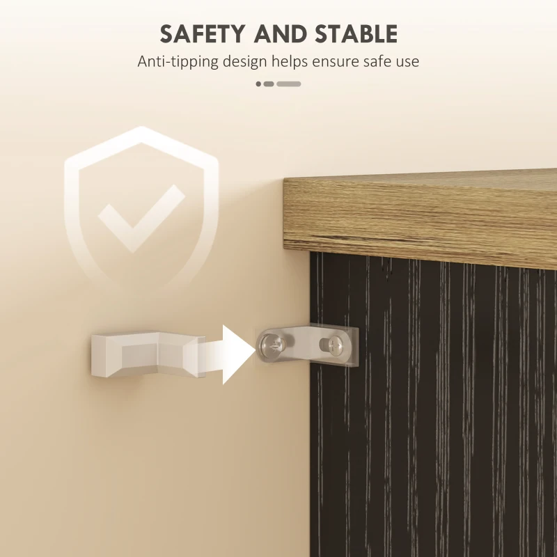 HOMCOM 69" Tall Farmhouse Kitchen Pantry Cabinet with 2 Doors, Drawer and Adjustable Shelves, Black and Brown