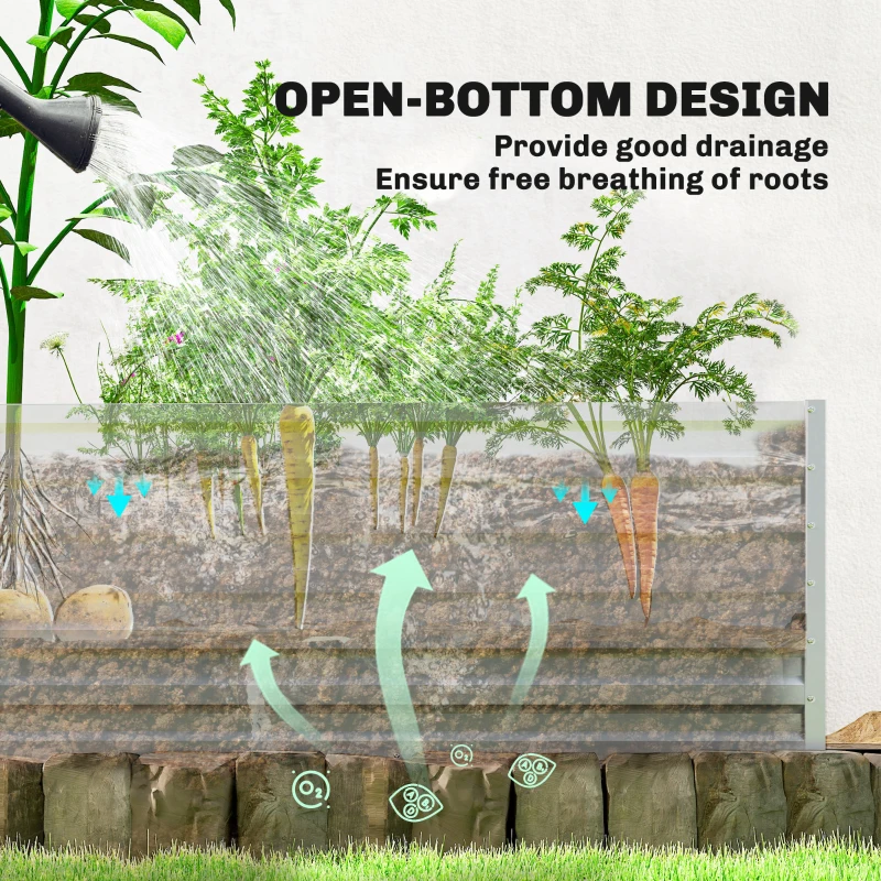 Outsunny Greenhouse with Raised Garden Bed, Galvanized Metal Planter Box with PE Cover, Roll Up Door, 56" x 56" x 75", Green