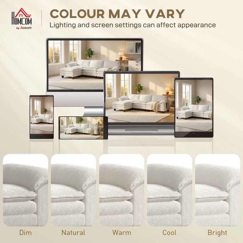 HOMCOM Sectional Sofa, L Shaped Couch with Deep Seat, Movable Ottoman and Pillow-top Armrests, Beige