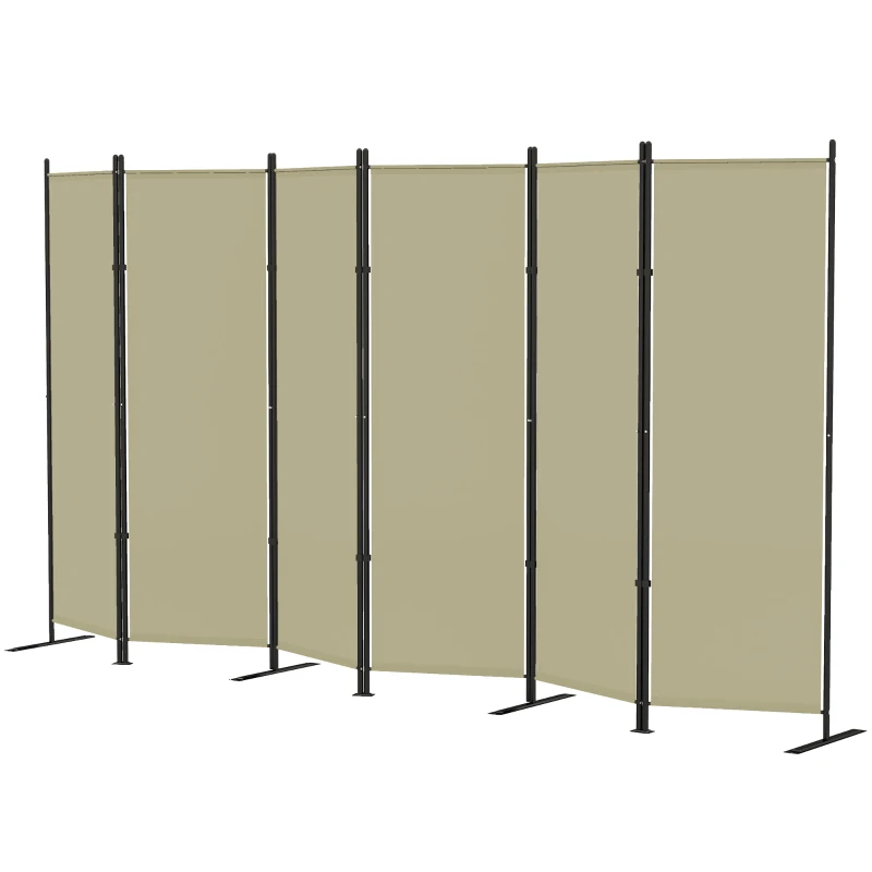 HOMCOM 6 Panel Room Divider, 6 Ft Folding Privacy Screen, Portable Freestanding Partition Wall Divider, Beige