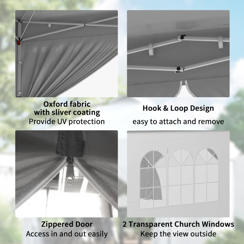 Outsunny 10' x 10' Outdoor Pop Up Canopy Tent with 4 Sidewalls, White