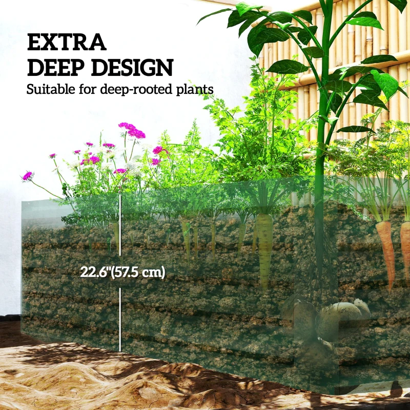 Outsunny 6' x 3' x 2' Raised Garden Bed, Galvanized Planter Box for Growing Flowers, Herbs and Vegetables, Dark Green