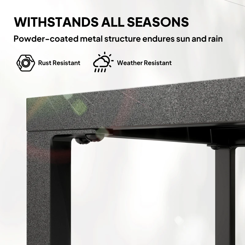 Outsunny Outdoor Coffee Table 2-Tier Patio Coffee Table with Storage Shelf, Adjustable Feet for Garden Balcony Poolside Black