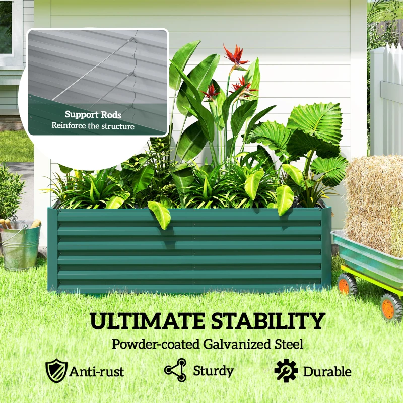 Outsunny 6' x 3' x 2' Raised Garden Bed, Galvanized Planter Box for Growing Flowers, Herbs and Vegetables, Dark Green