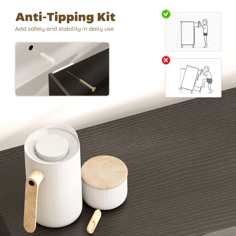 HOMCOM Sideboard Buffet Cabinet, 30.7" Kitchen Cabinet with Soft-Close Door and Adjustable Shelves, Distressed Black Grey