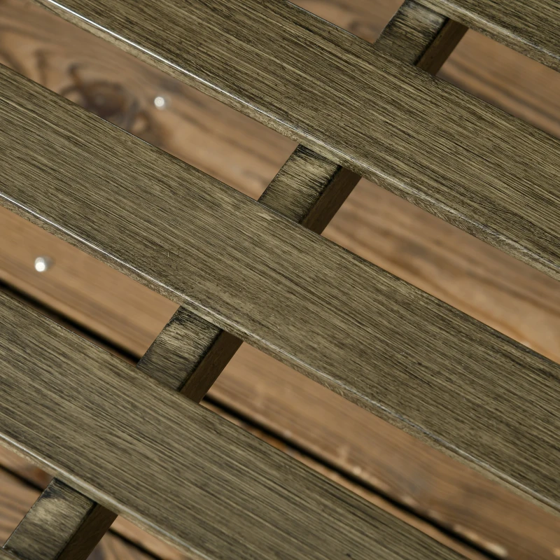 Outsunny Outdoor Garden Bench, Metal Bench, Wood Look Slatted Frame Furniture for Patio, Park, Porch, Lawn, Yard, Deck, Black