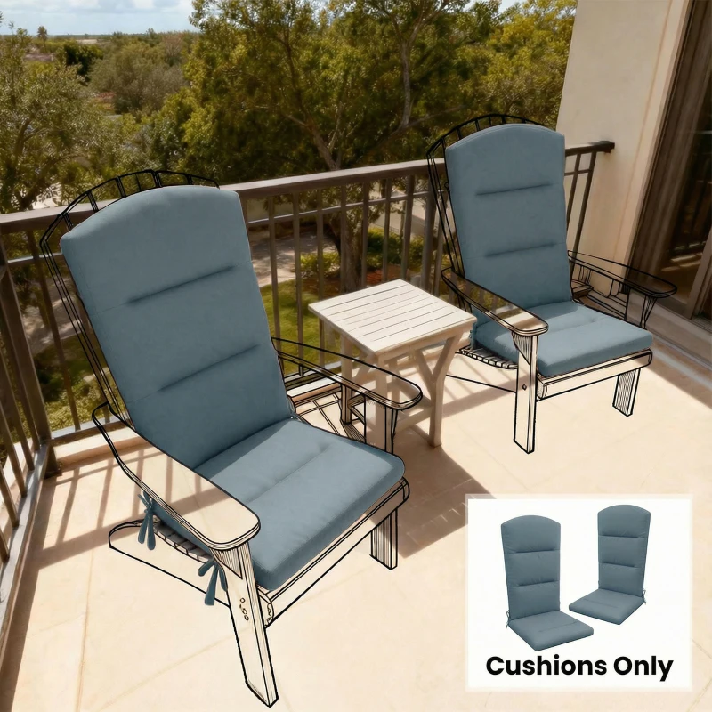 Outsunny Patio Chair Cushion for Adirondack Chairs Replacement Cushion with Back and Ties, Dark Grey