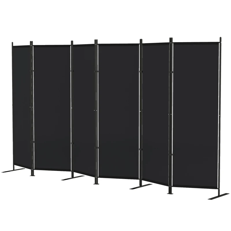 HOMCOM 6 Panel Room Divider, 6 Ft Folding Privacy Screen, Portable Freestanding Partition Wall Divider, Black
