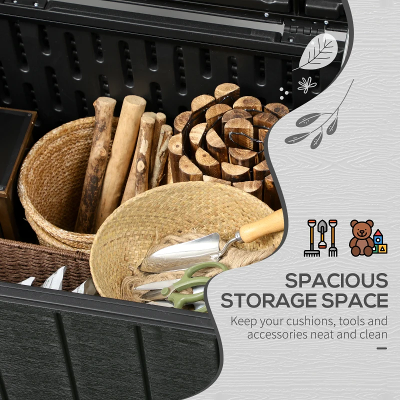 Outsunny 81 Gallon Garden Storage Box, Waterproof  Double Wall Storage Container with Wheels and Handles, Black