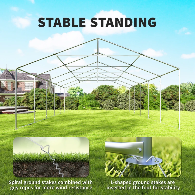 Outsunny 20'x33' Heavy Duty Large Party Tent & Carport with Removable Sidewalls, Portable Garage Canopy Tent, White