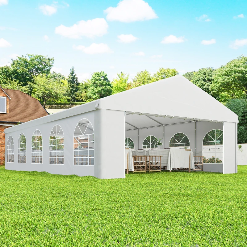 Outsunny 20'x33' Heavy Duty Large Party Tent & Carport with Removable Sidewalls, Portable Garage Canopy Tent, White