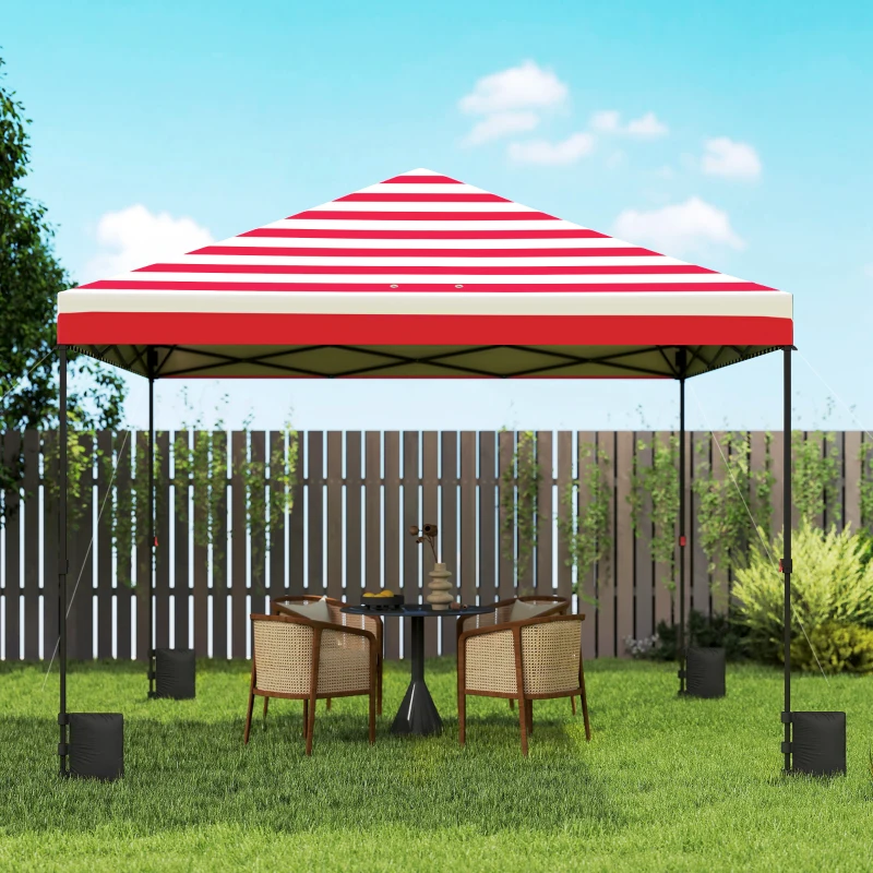 Outsunny 10 x 10 ft Pop Up Canopy Tent with One Push Setup, Outdoor Portable Instant Canopy Shelter w/ Roller Bag, American Flag