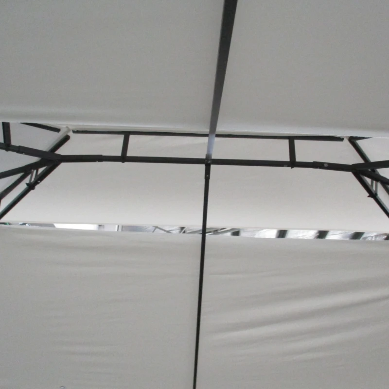 Outsunny 10' x 13' Outdoor Gazebo, Double Roof Patio Gazebo Canopy Shelter with Screen Decorate Corner Frame, White