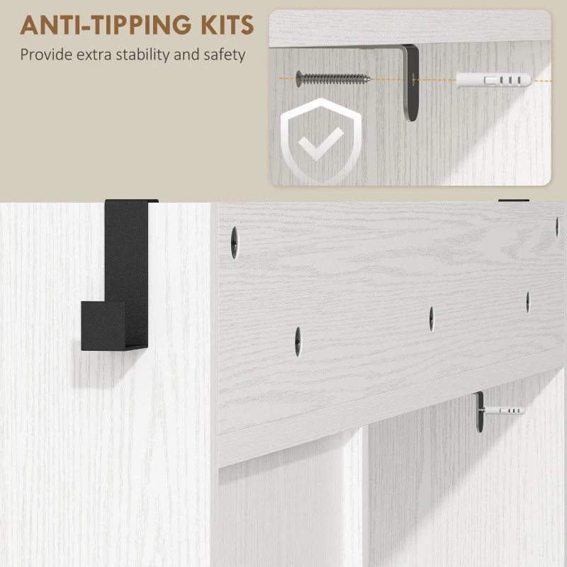 HOMCOM Farmhouse Shoe Storage Cabinet with Side Cabinet and Adjustable Shelves for Entryway, Hallway, Holds 12 Pairs, White