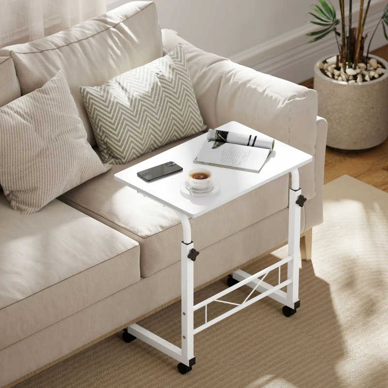 HOMCOM Mobile Standing Desk with Adjustable Height, 23.5 inch Stand Up Desk with Wheels, White