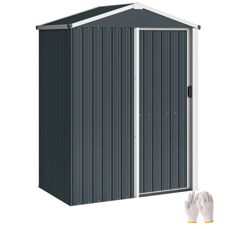 Outsunny 4.5 x 3ft Outdoor Storage Shed, Waterproof Metal Garden Shed with Lockable Door for Backyard, Patio, Lawn, Dark Grey