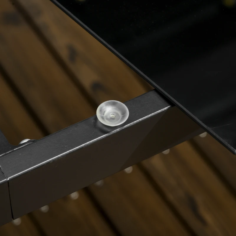 Outsunny Rectangular Outdoor Dining Table for 8 People with Tempered Glass Top and Aluminum Frame, Black 70.9" x 31.5" x 28.3"