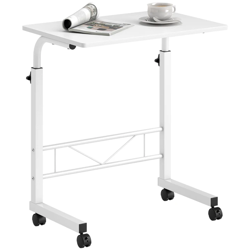 HOMCOM Mobile Standing Desk with Adjustable Height, 23.5 inch Stand Up Desk with Wheels, White