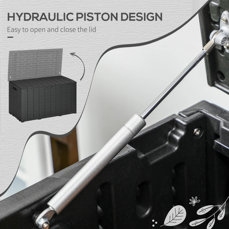 Outsunny 81 Gallon Garden Storage Box, Waterproof  Double Wall Storage Container with Wheels and Handles, Black