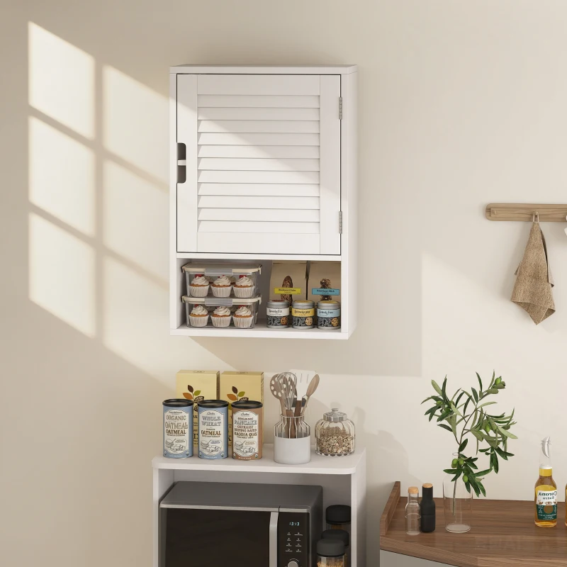 HOMCOM Bathroom Cabinet, Wall Mounted Storage Cabinet with Adjustable Shelves, 40 x 20 x 60 cm, White