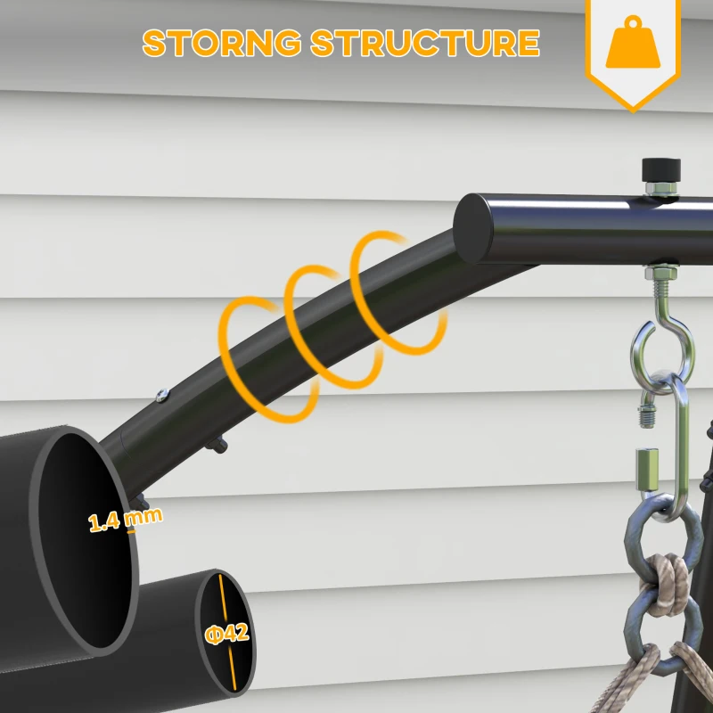 Outsunny Hanging Hammock Chair Stand Only, C Shape Hanging Heavy Duty Metal Frame Swing Stand for Porch Swing Chair, Black