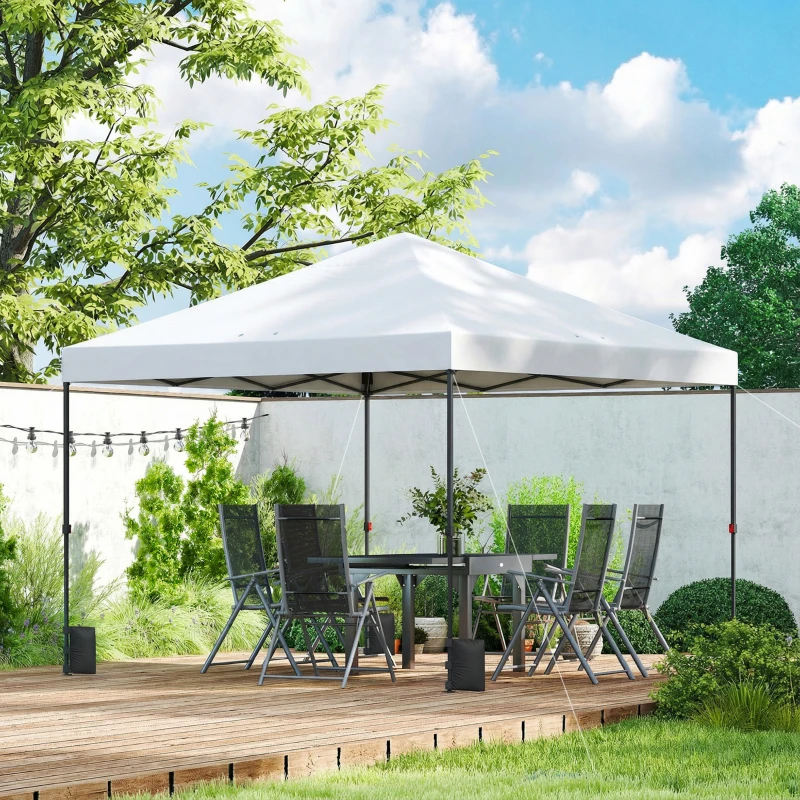 Outsunny 10 x 10 ft Pop Up Canopy Tent with One Push Setup, Outdoor Portable Instant Canopy Shelter w/ Roller Bag, White