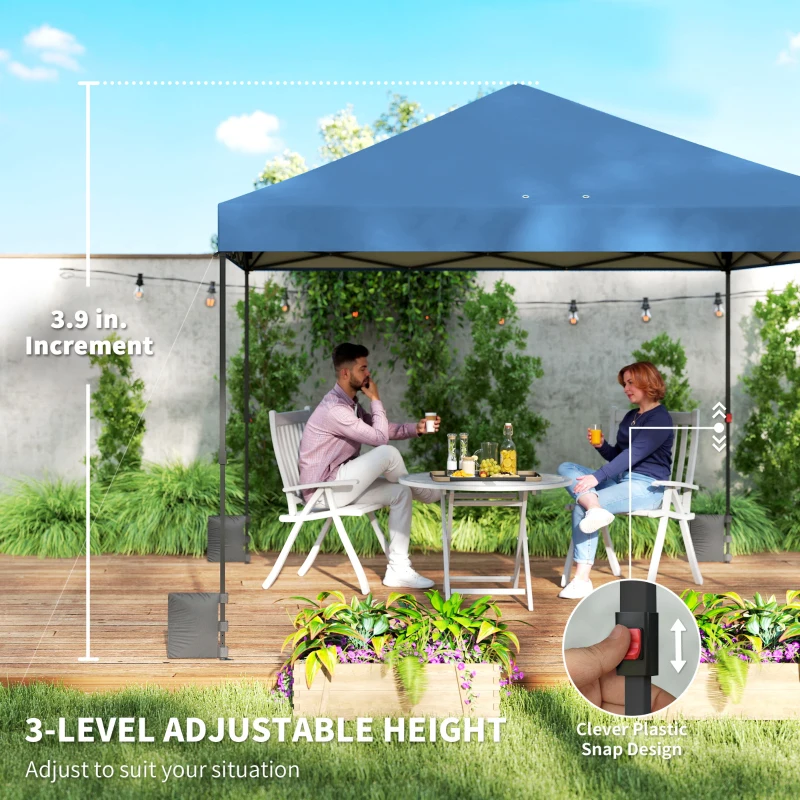 Outsunny 10 x 10 ft Pop Up Canopy Tent with One Push Setup, Outdoor Portable Instant Canopy Shelter w/ Roller Bag, Dark Blue
