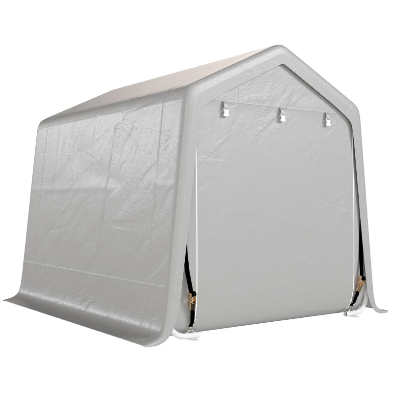 Outsunny 9.2' x 7.9' Garden Storage Tent, Patio Storage Shelter w/ Metal Frame and Double Zipper Doors, Light Grey