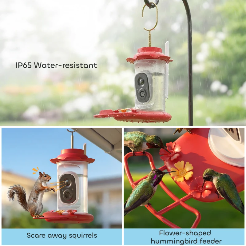 PawHut Smart Bird Feeder with Camera, AI Identify 16000+ Birds, 2K HD Live Video, 3W Solar, Instant Arrival Alerts