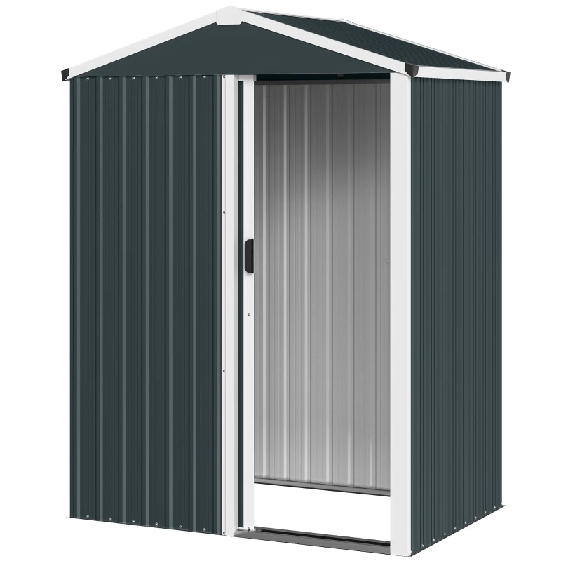 Outsunny 4.5 x 3ft Outdoor Storage Shed, Waterproof Metal Garden Shed with Lockable Door for Backyard, Patio, Lawn, Dark Grey