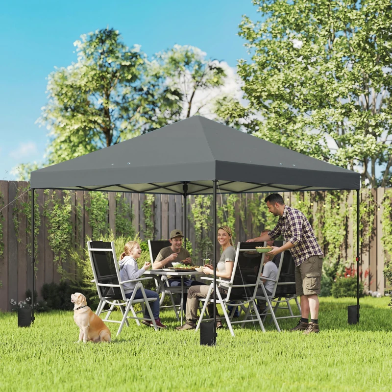 Outsunny 10 x 10 ft Pop Up Canopy Tent with One Push Setup, Outdoor Portable Instant Canopy Shelter w/ Roller Bag, Dark Gray