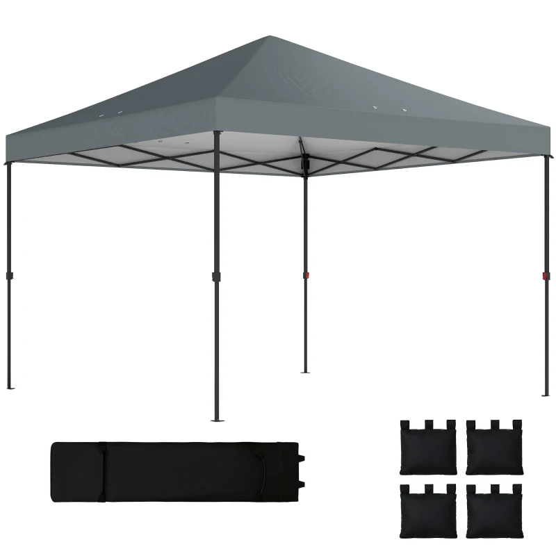 Outsunny 10 x 10 ft Pop Up Canopy Tent with One Push Setup, Outdoor Portable Instant Canopy Shelter w/ Roller Bag, Dark Gray