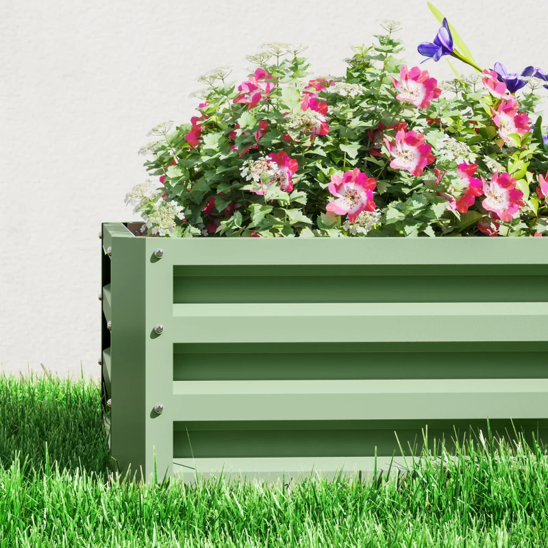 Outsunny Galvanized Raised Garden Bed, Outdoor Planter Box for Vegetables, Flowers, Herbs, 4' x 2' x 1', Light Green