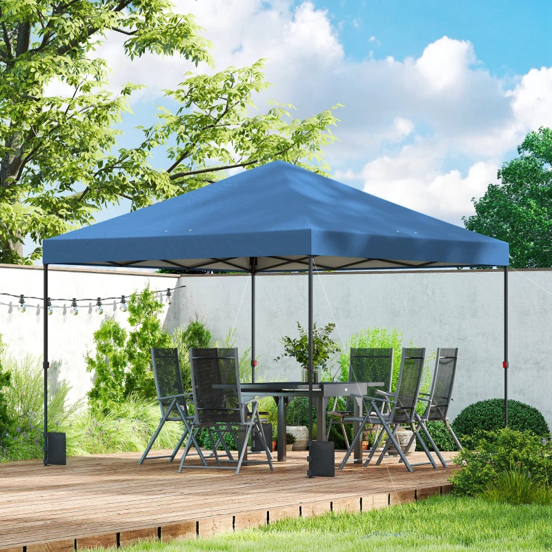 Outsunny 10 x 10 ft Pop Up Canopy Tent with One Push Setup, Outdoor Portable Instant Canopy Shelter w/ Roller Bag, Dark Blue