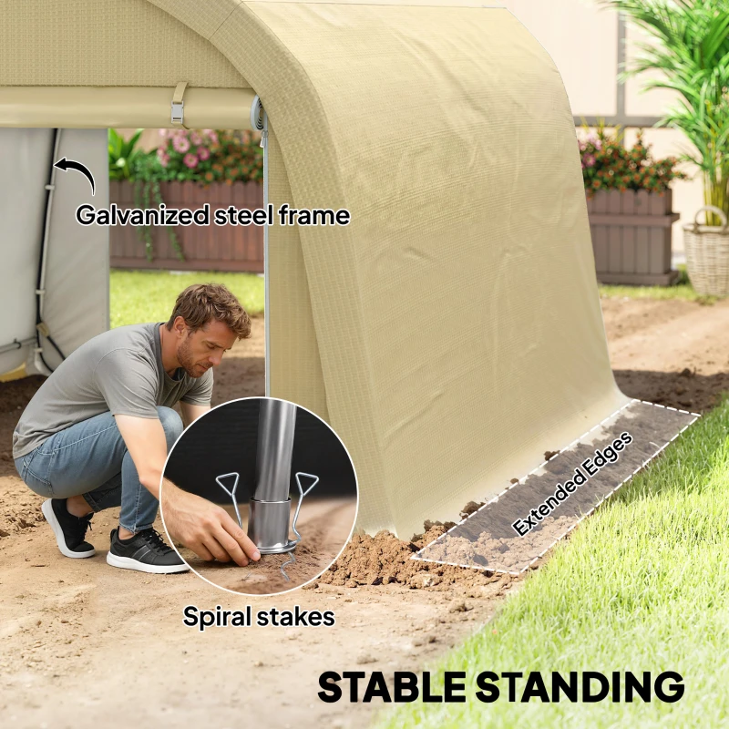 Outsunny 10' x 10' Outdoor Storage Tent, Heavy Duty and Waterproof Portable Shed for Bike, Motorcycle & Garden Tools