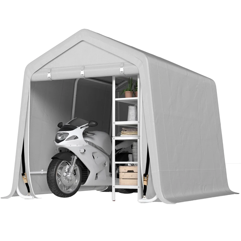 Outsunny 9.2' x 7.9' Garden Storage Tent, Patio Storage Shelter w/ Metal Frame and Double Zipper Doors, Light Grey