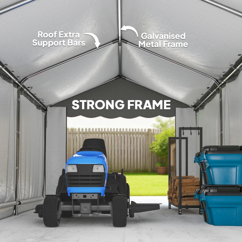 Outsunny 20' x 10' Portable Shed, Outdoor Storage Shed Tent with Roll-up Zipper Door and Removable Sidewalls, Light Grey