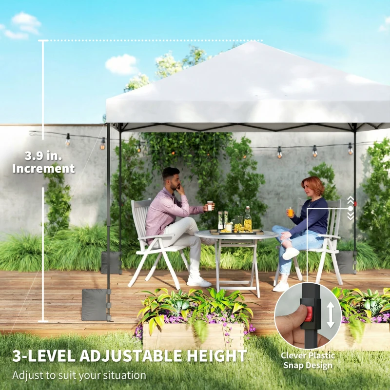 Outsunny 10 x 10 ft Pop Up Canopy Tent with One Push Setup, Outdoor Portable Instant Canopy Shelter w/ Roller Bag, White