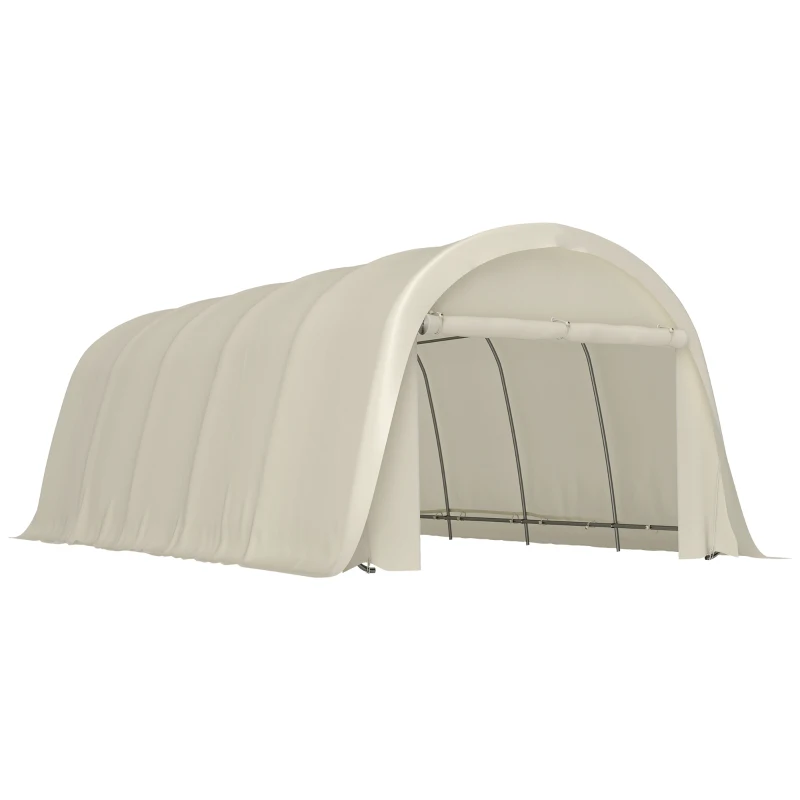 Outsunny 12' x 23.6' Heavy Duty Carport, UPF50+ Portable Garage Car Canopy Tent with Galvanized Frame, Large Door, Beige