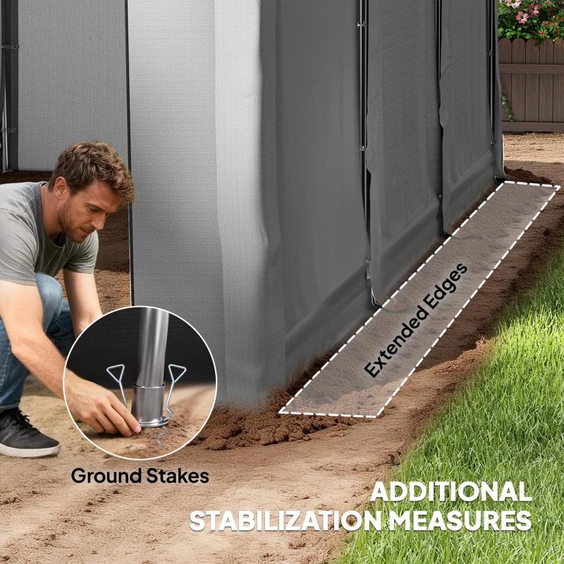 Outsunny 20' x 10' Portable Shed, Outdoor Storage Shed Tent with Roll-up Zipper Door and Removable Sidewalls, Light Grey