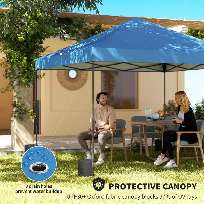Outsunny 10 x 10 ft Pop Up Canopy Tent with One Push Setup, Outdoor Portable Instant Canopy Shelter w/ Roller Bag, Dark Blue