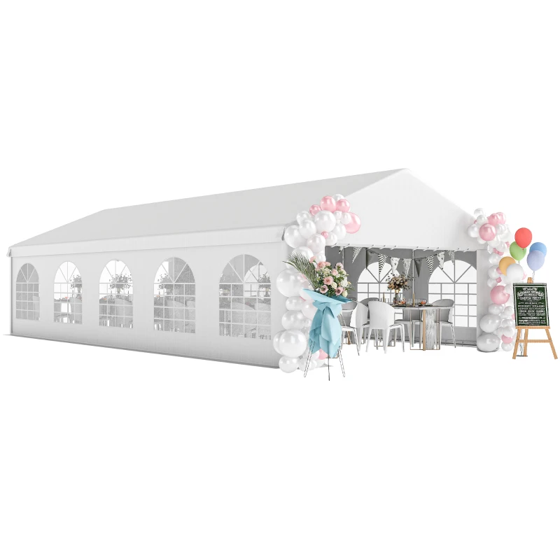 Outsunny 16'x32' Heavy Duty Large Party Tent & Carport with Removable Sidewalls, Portable Garage Canopy Tent, White